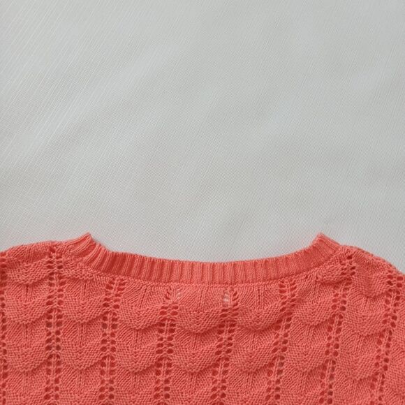 Abound Orange and Ivory Crew Neck Knit Long Sleeve Pullover Sweater Women's XL - Picture 9 of 13